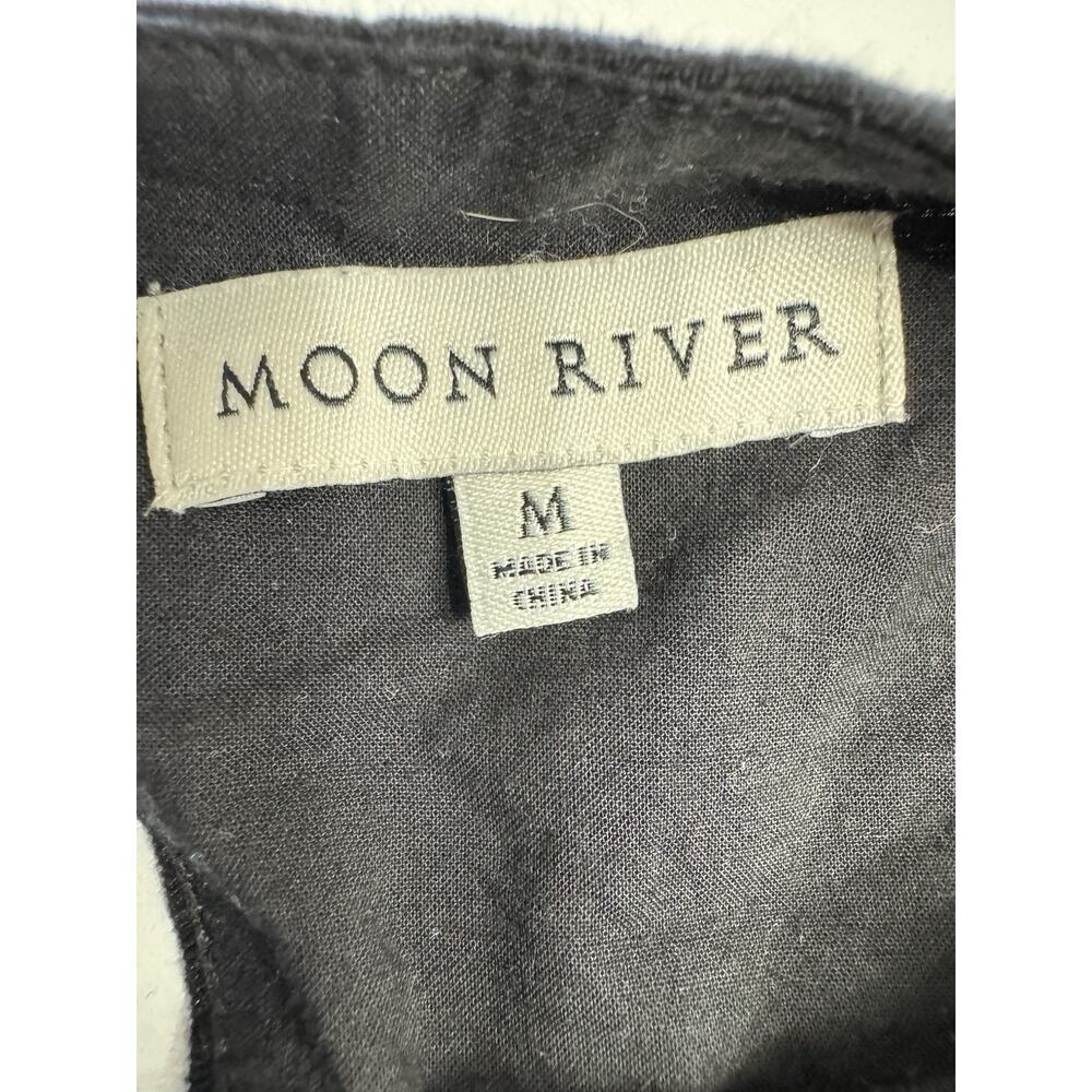 Moon River Puff Sleeve Back Cutout Mini Dress Black Size M Flare Bottom - Picture 2 of 6